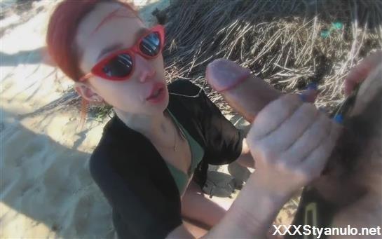 Amateurs - Redhead Slut Swallows A Huge Cumshot After Deepthroating On The Beach [HD]