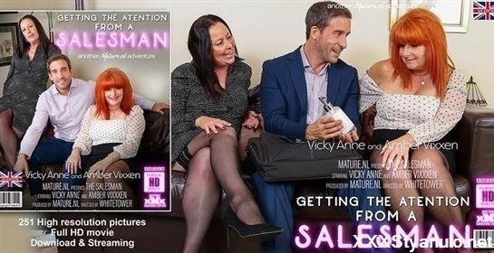 Amber Vixxxen - Two Horny Mature Housewives Getting It On With A Salesman [FullHD]