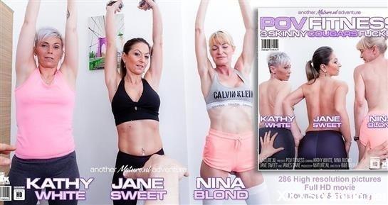 Jane Sweet, Kathy White, Nina Blond - Pov Fitness Fucking With Three Skinny Mature Nymphos [FullHD]