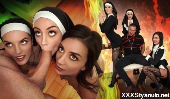 Natalie Brooks, Selena Love, Fiona Frost - Three Horny Nuns Fuck The Devil Out Of Him [FullHD]