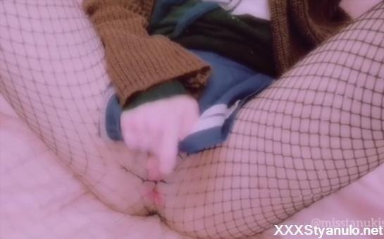 Miss Tanuki San - Long Video Touching Myself In Sexy Fishnets And School Uniform In My Parents House [HD]