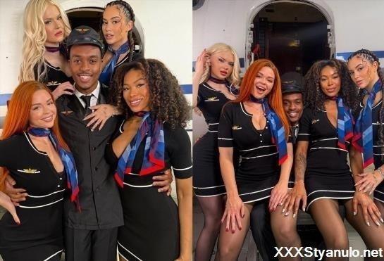 JadeTeen, Beaux Peeps, Sinatra Monroe, Nadia Jay - 4 Flight Attendant For 1 Bbc [SD]