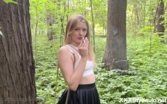 Angelica Heaven - Beautiful Smoking Babe In The Forest Was Fucked In Ass And Pissed In Her Mouth [FullHD]