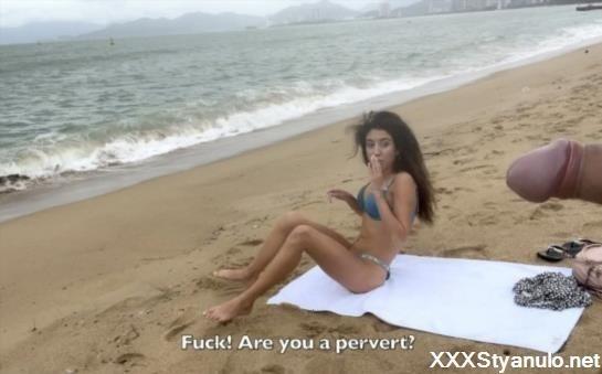 DisDiger - Babe Can I Cum On Your Tits? - Public Cock Flashing On The Beach [FullHD]